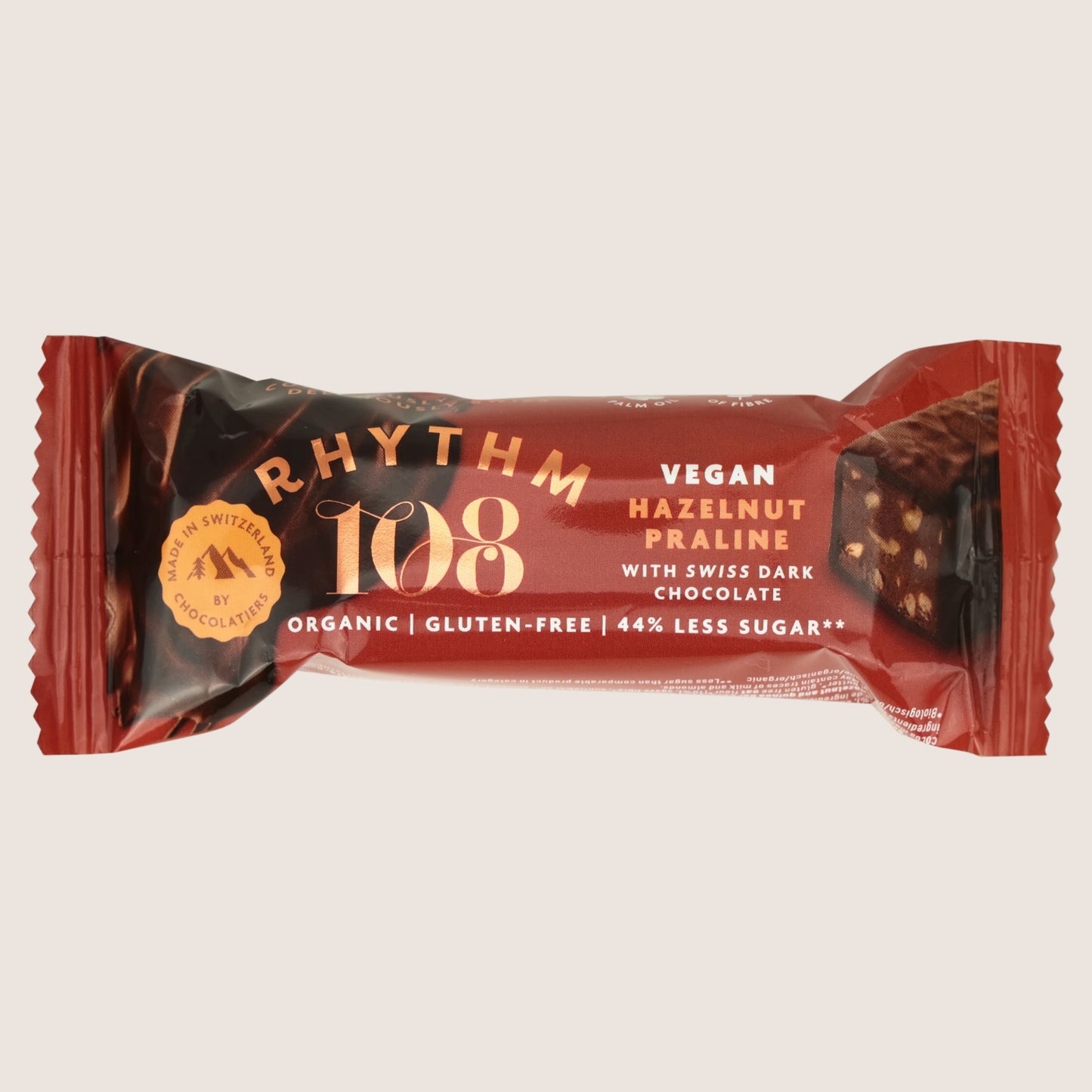 Rhythm 108 Vegan Hazelnut Praline with Swiss Dark Chocolate 33g