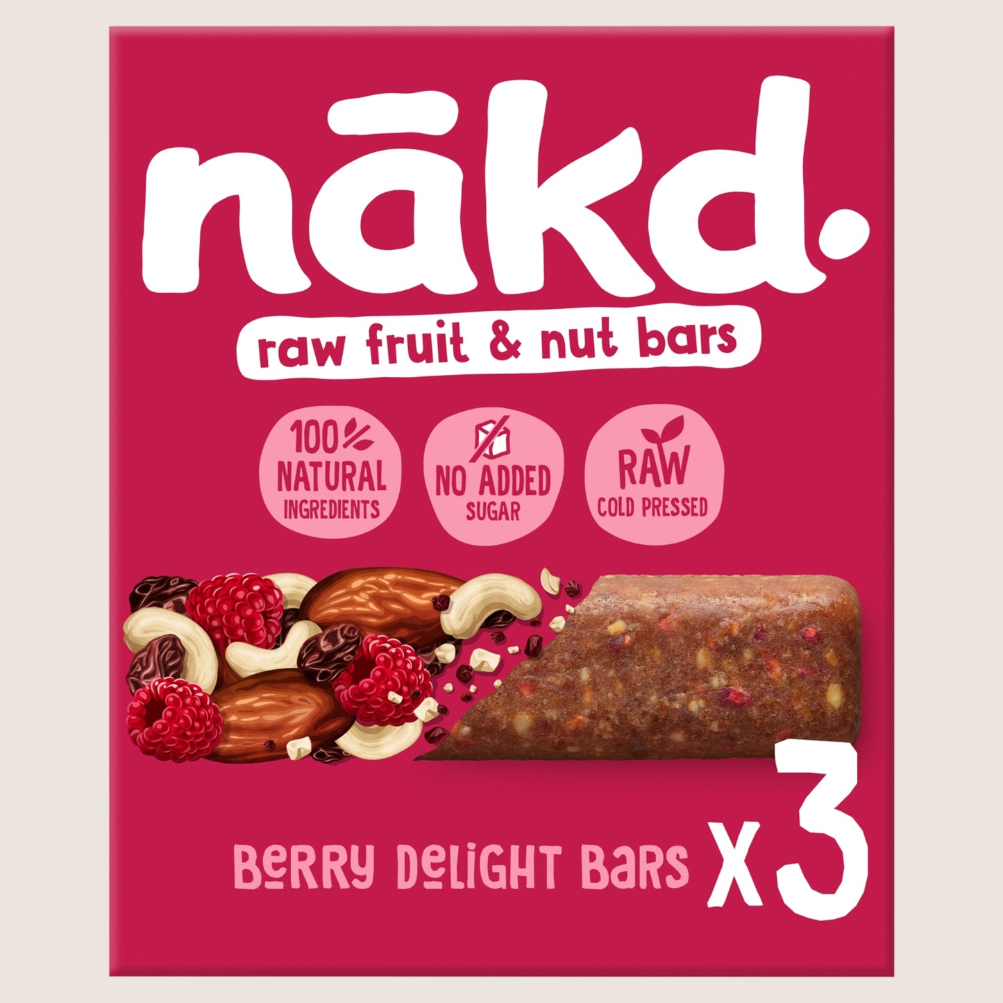 Nakd Berry Delight Fruit & Nut Bars Gluten Free 3x35g