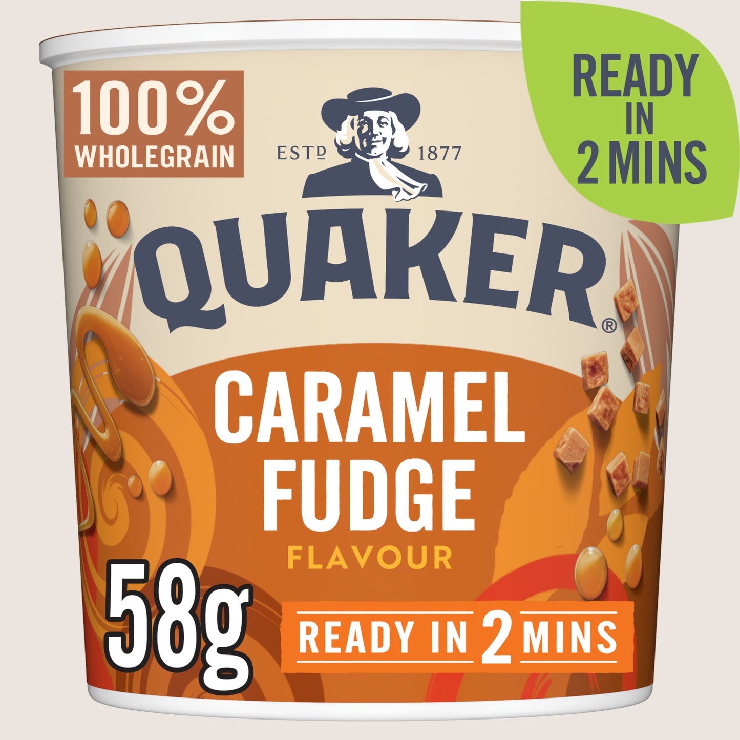 Quaker Heavenly Oats Caramel Fudge Porridge Pot Vitamin Fortified 58g