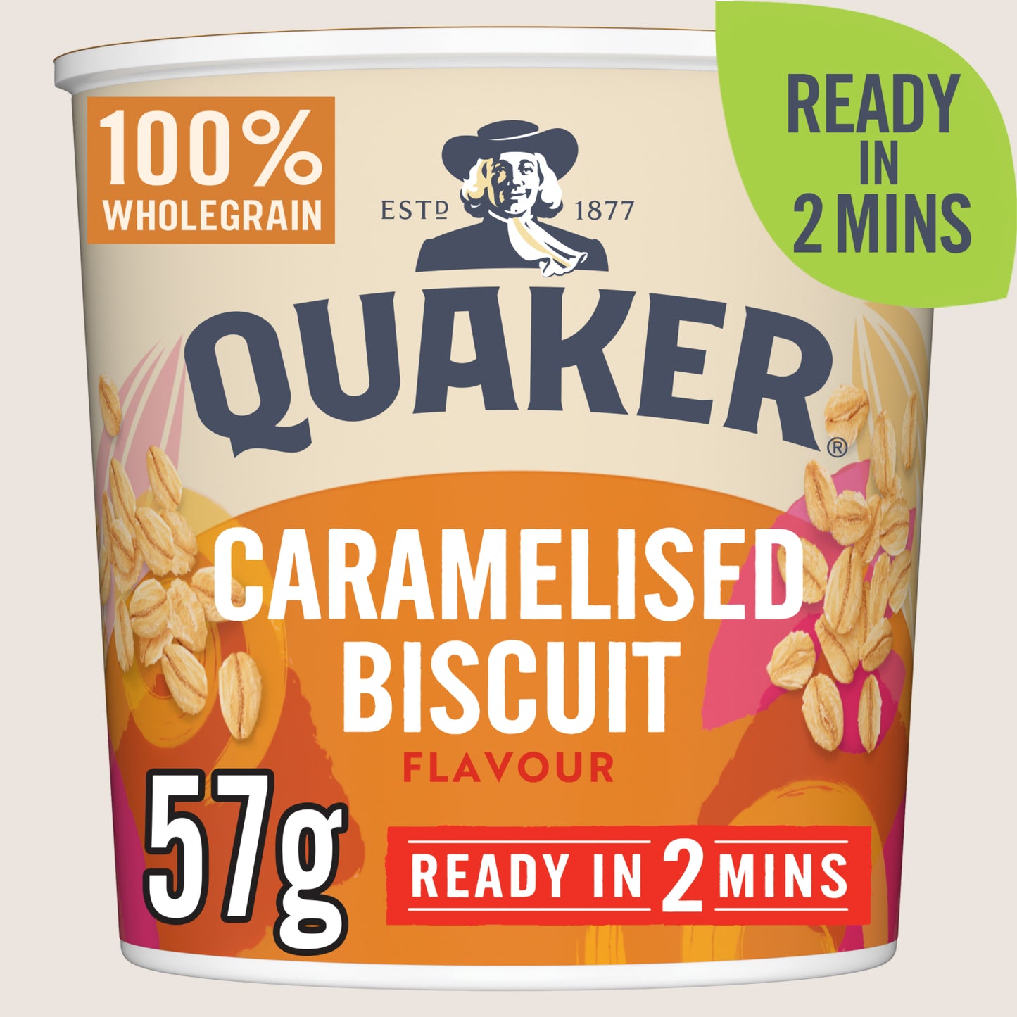 Quaker Caramelised Biscuit Porridge Pot Vitamin Fortified 57g