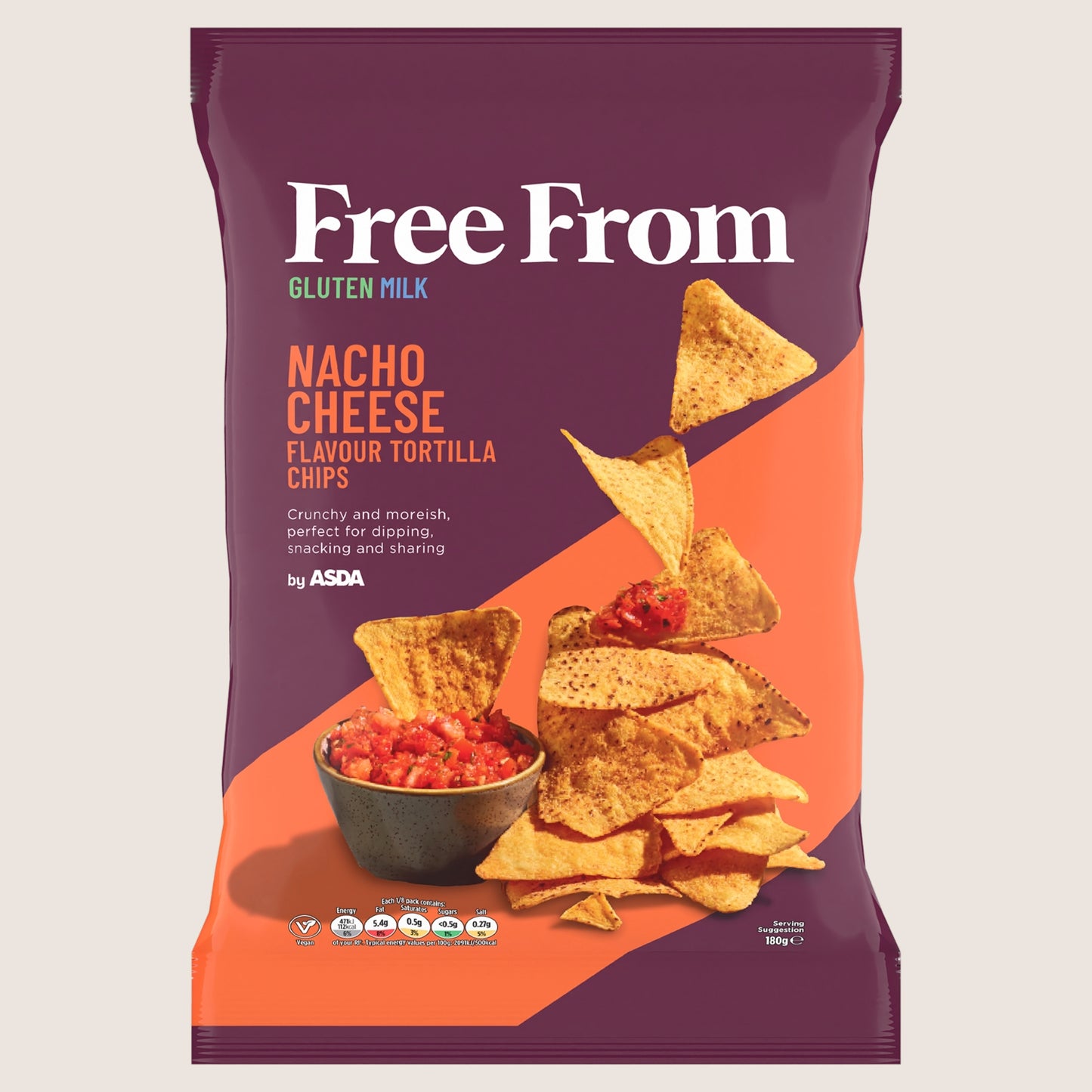 ASDA Free From Free From by Nacho Cheese Flavour Tortilla Chips Gluten Free 180g