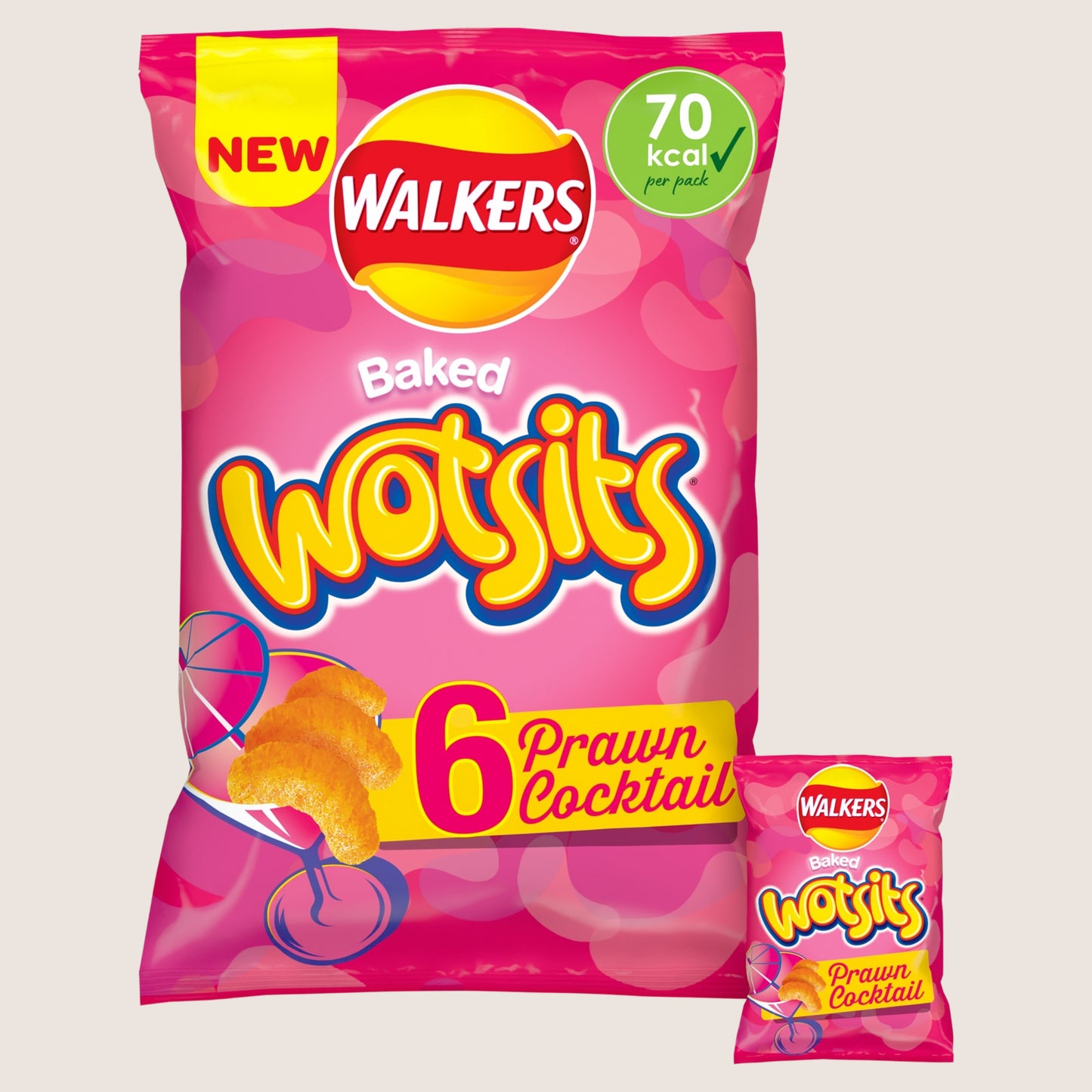 Walkers Wotsits Prawn Cocktail Crisps No Artificial Additives 6X13.5g