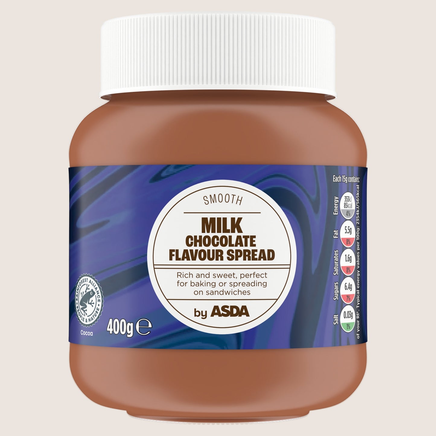 ASDA Smooth Milk Chocolate Flavour Spread No Artificial Additives 400g