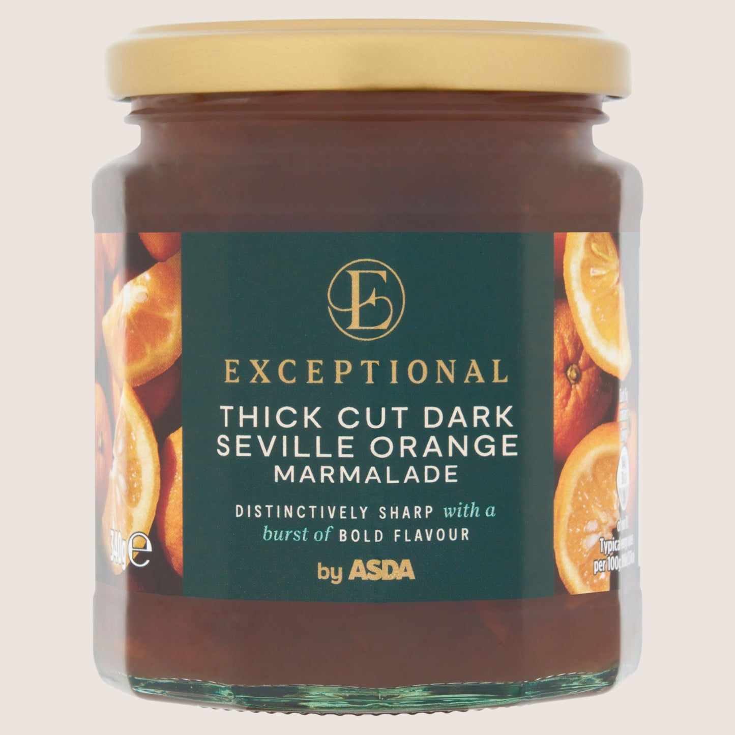 Exceptional by ASDA Exceptional by Thick Cut Dark Seville Orange Marmalade No Artificial Additives 340g