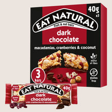 Eat Natural Dark Chocolate with Cranberries & Macadamias Fruit & Nut Bars Gluten Free 3 x 40g