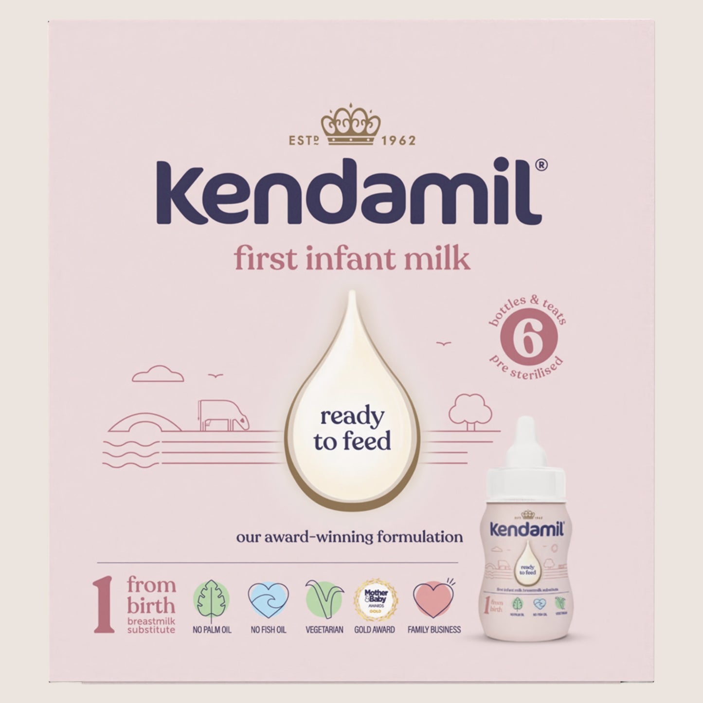 Kendamil First Infant Milk 1 From Birth Suitable from Birth 6 x 70ml