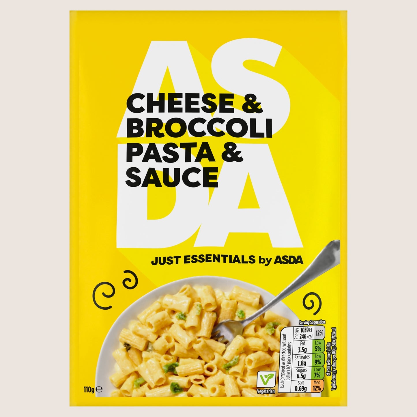 JUST ESSENTIALS by ASDA Just Essentials Cheese & Broccoli Pasta & Sauce No Artificial Additives 110g
