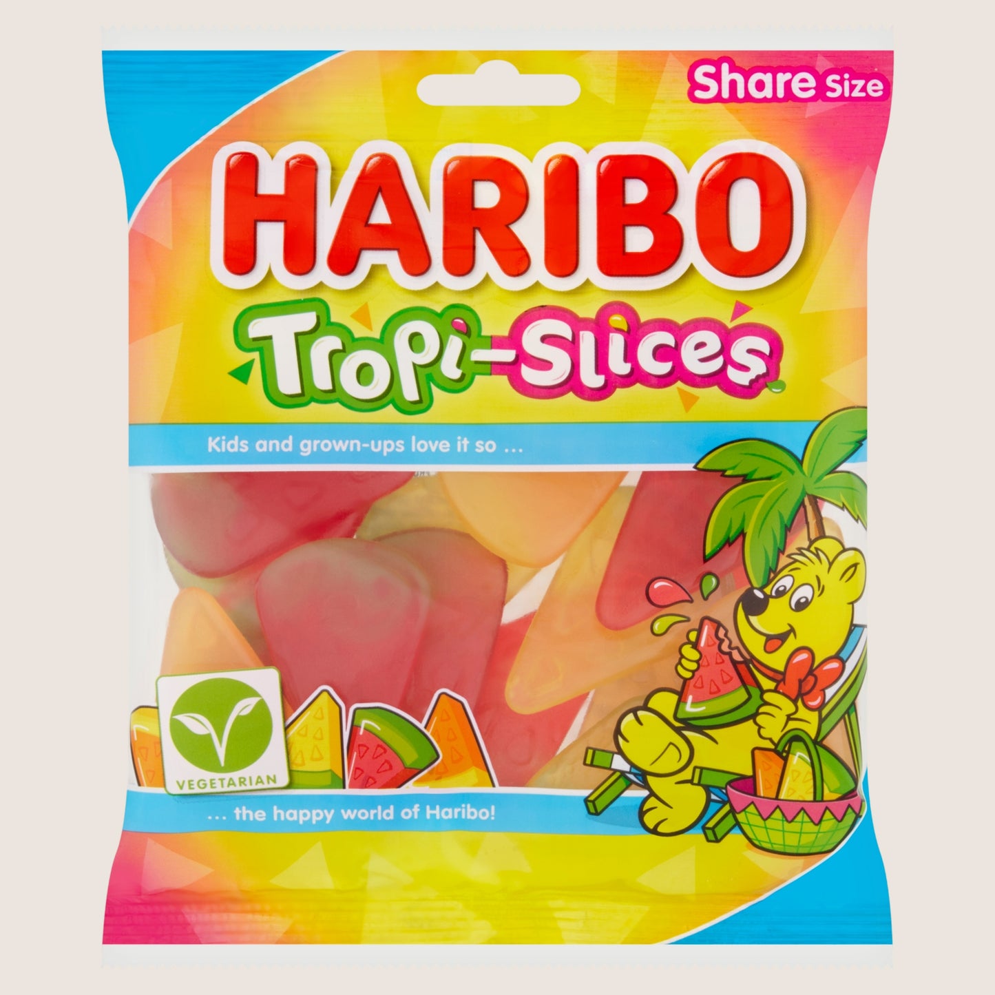 Haribo Tropi-Slices Jelly & Chewy Fruit Gums Sweets Sharing Bag 150g