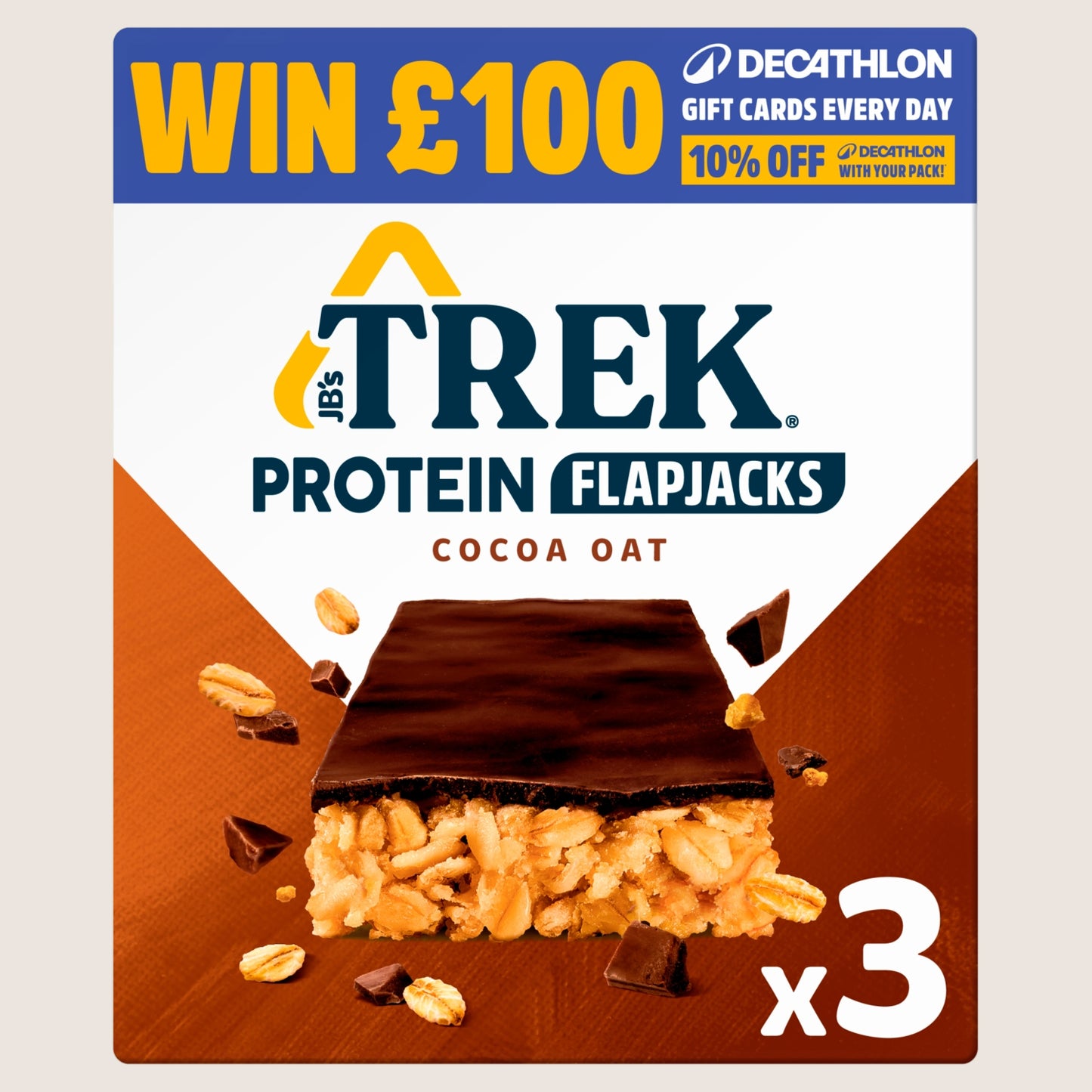 Trek Cocoa Oat Protein Flapjack Protein 3 x 40g