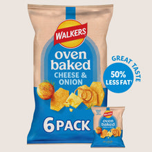 Walkers Baked Cheese & Onion Snacks Crisps Baked Not Fried 6 x 22g