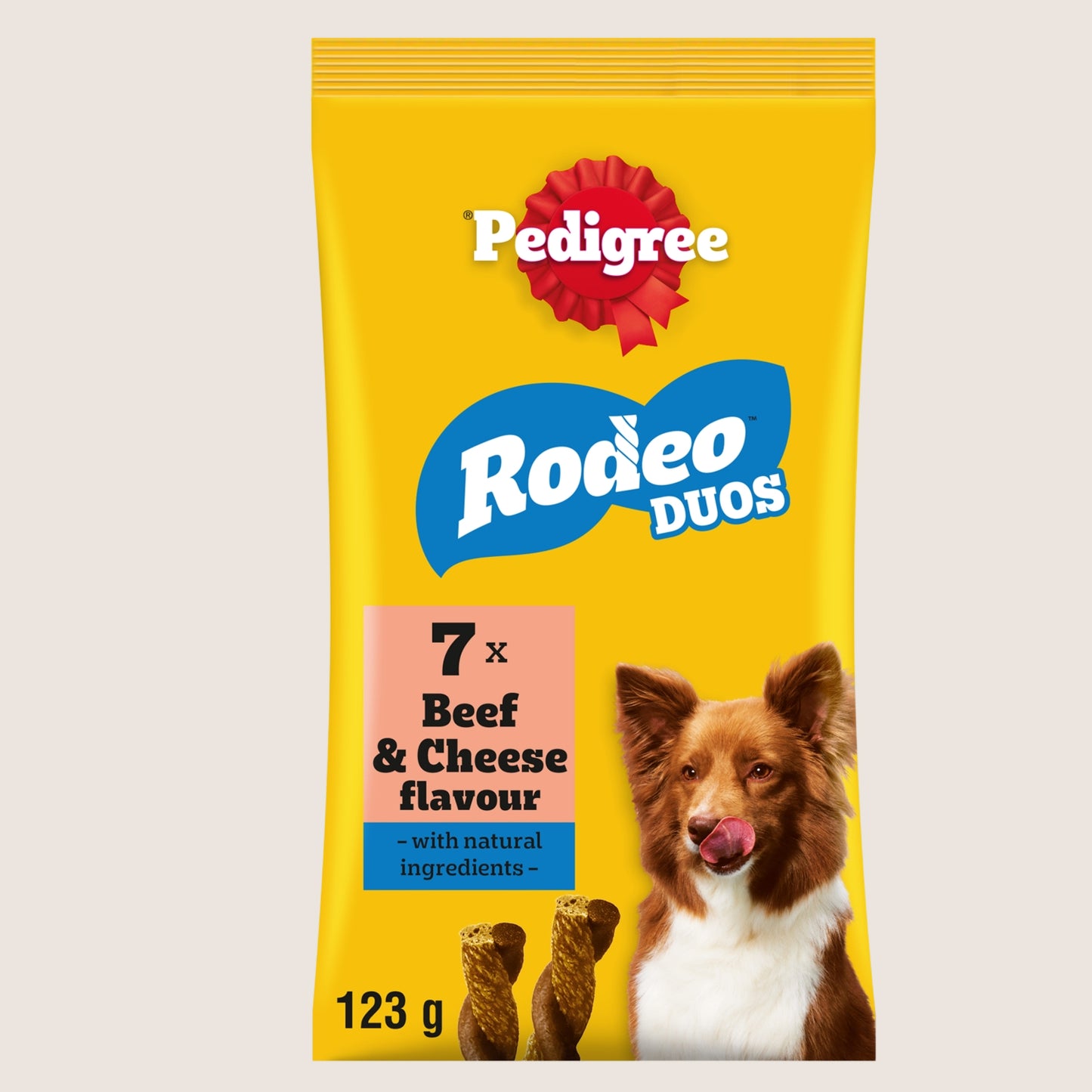 Pedigree RODEO Duos Beef and Cheese Dog Treats 7 Sticks Nutritionally Complete 123g