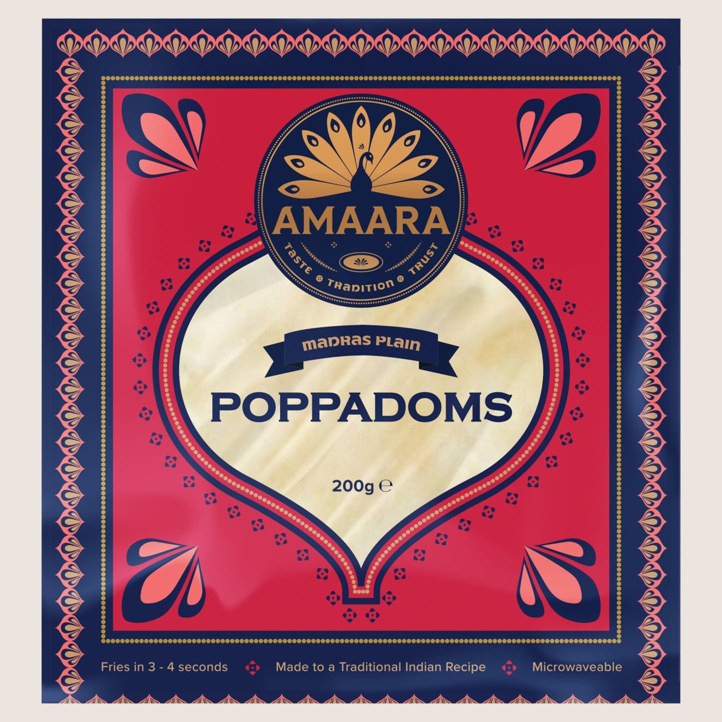 Amaara Madras Plain Poppadoms Gluten Free 200g