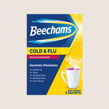 Beechams Hot Drink Sachets, Cold & Flu Relief with Paracetamol, Blackcurrant flavour 5s