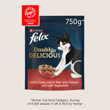 Felix Doubly Delicious Beef, Chicken & Veg Dry Cat Food Complete Nutrition 750g