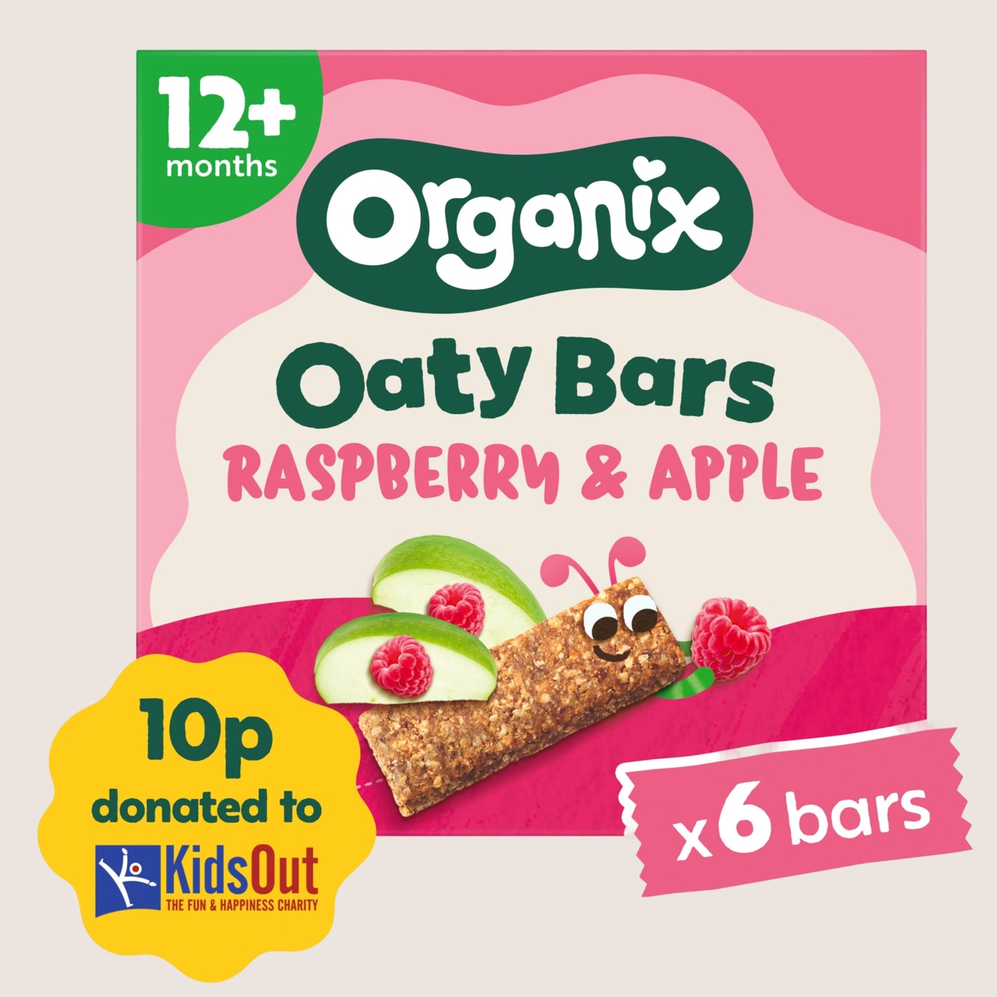 Organix Raspberry & Apple Soft Oaty Bars Toddler Snacks Multipack 12 months+ Gentle Formula 6x23g