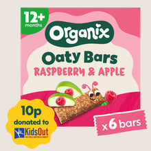 Organix Raspberry & Apple Soft Oaty Bars Toddler Snacks Multipack 12 months+ Gentle Formula 6x23g