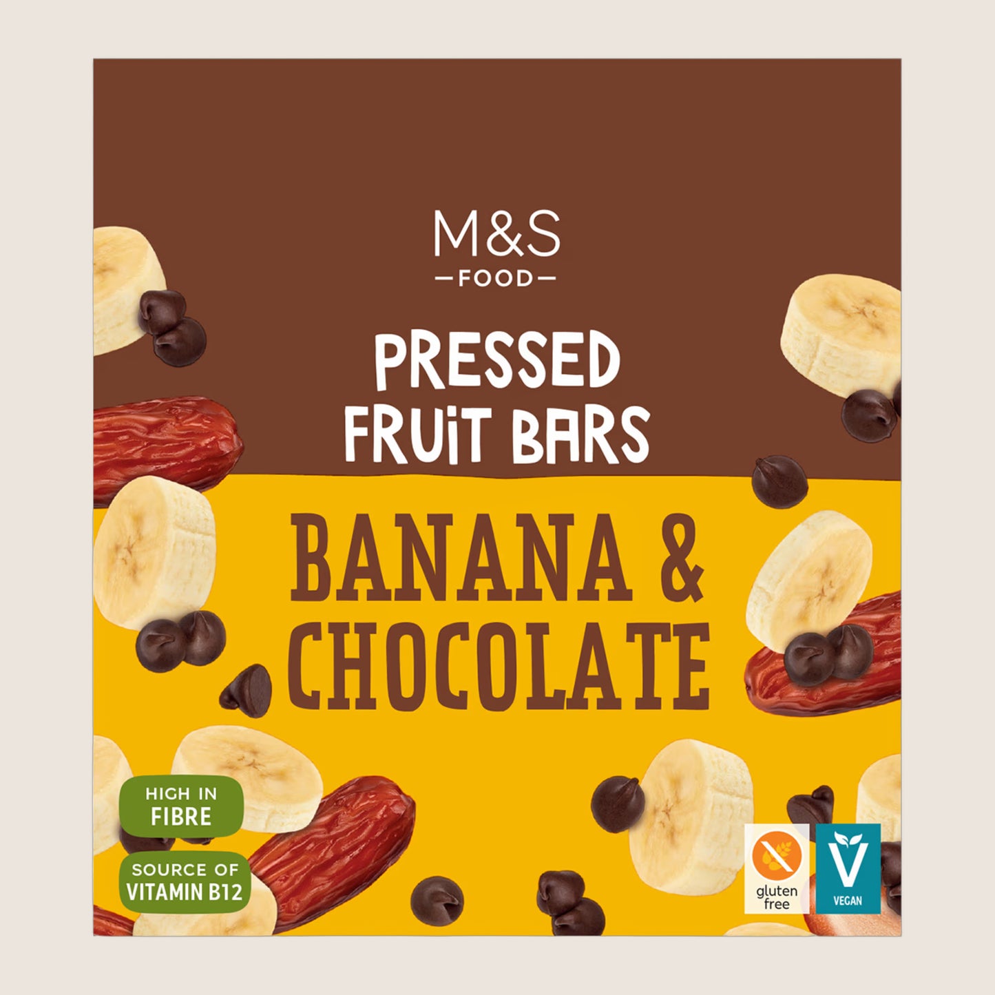 M&S Banana And Chocolate Pressed Fruit Bars Real Chocolate 140 g