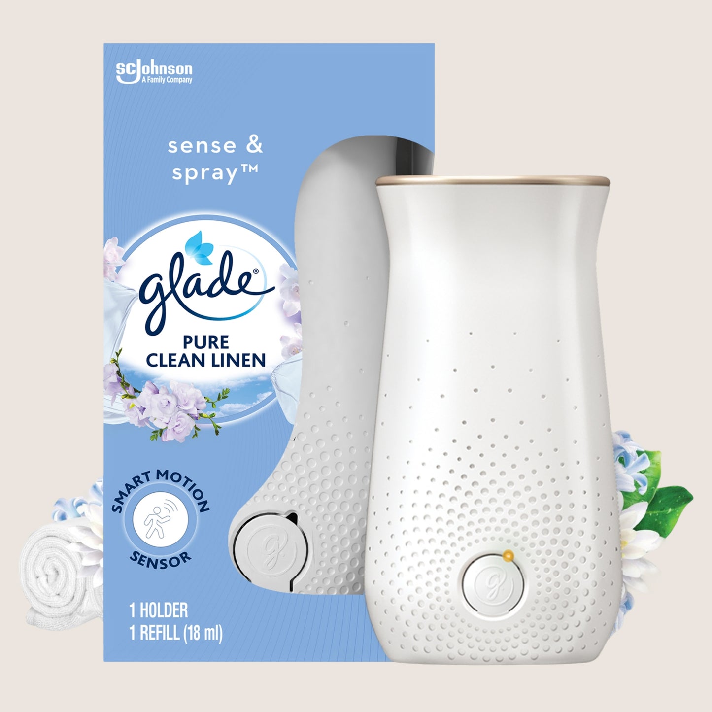 Glade Sense & Spray Air Freshener Holder & Refill Clean Linen 18ml