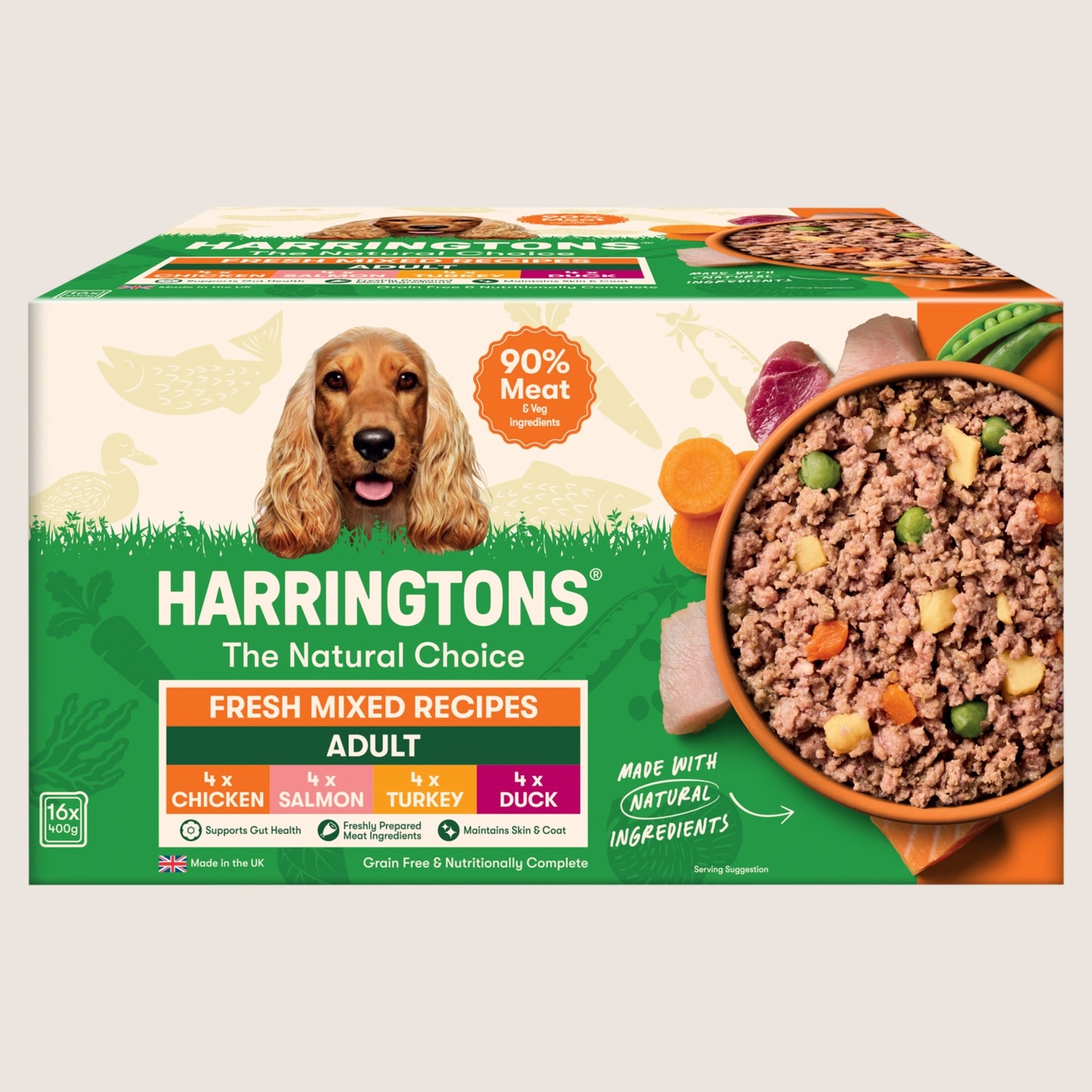 Harringtons Adult Complete Wet Dog Food – Fresh Mixed Recipes with Potato & Veg Grain Free 16x400g