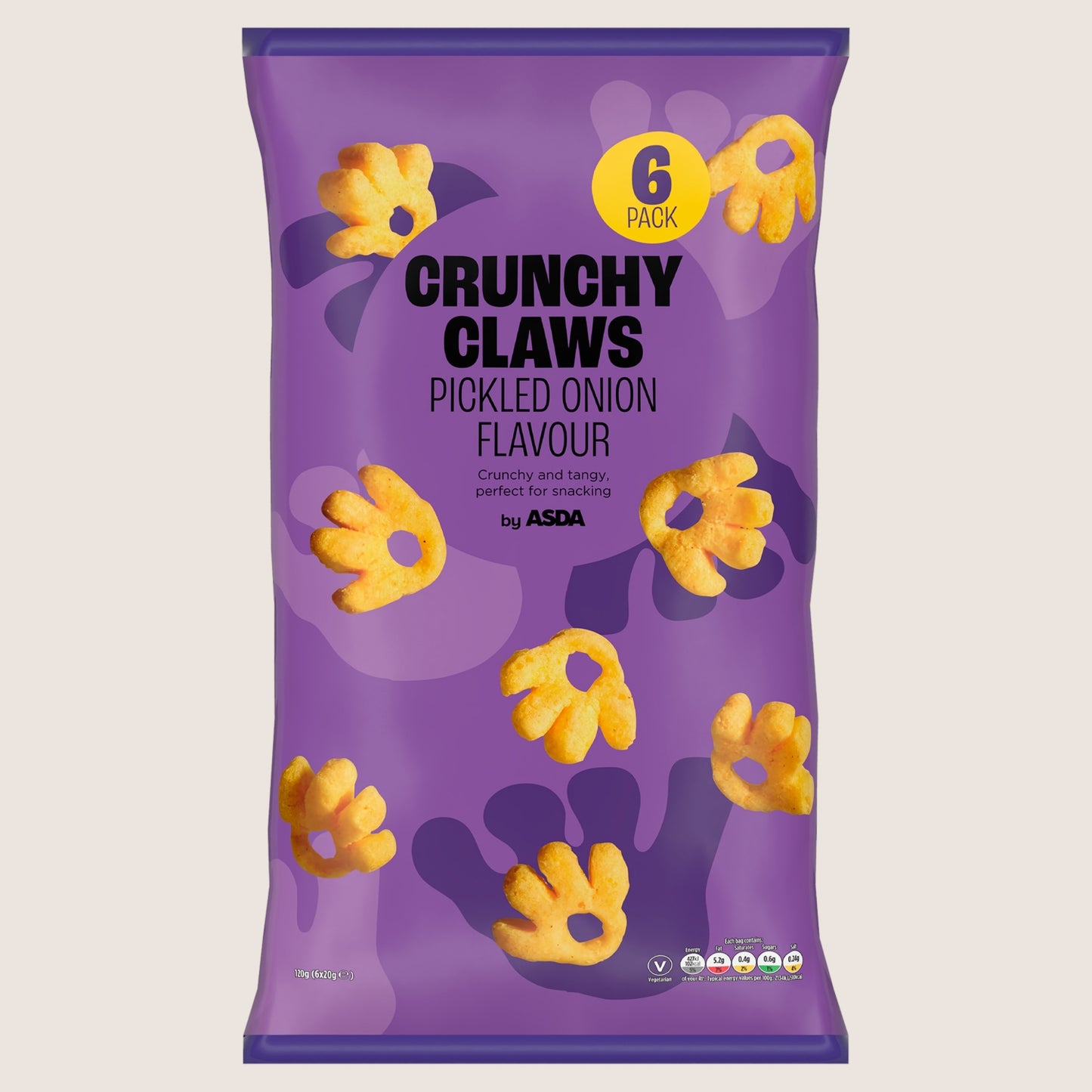 ASDA Pickled Onion Flavour Crunchy Claws No Artificial Additives 6 x 20g