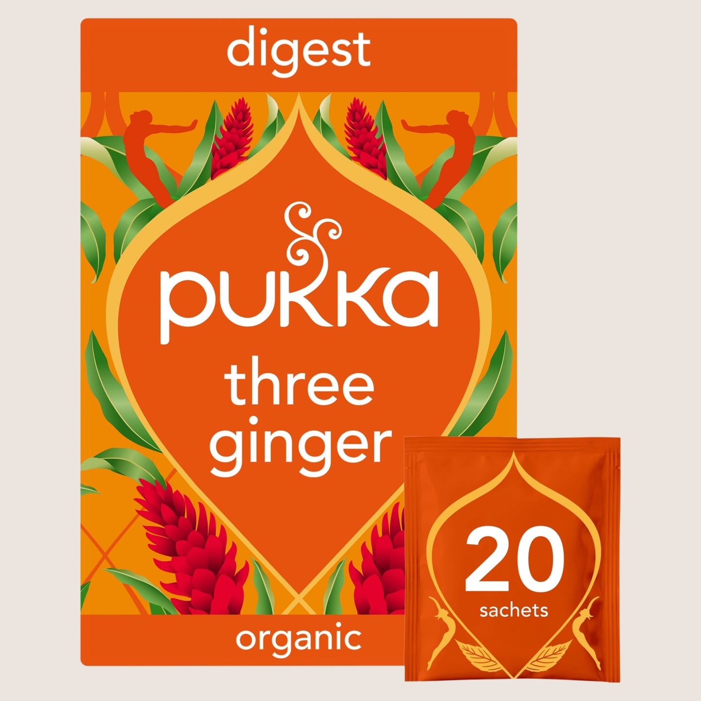 Pukka Organic Three Ginger Tea 20 Home Compostable Herbal Tea Bags