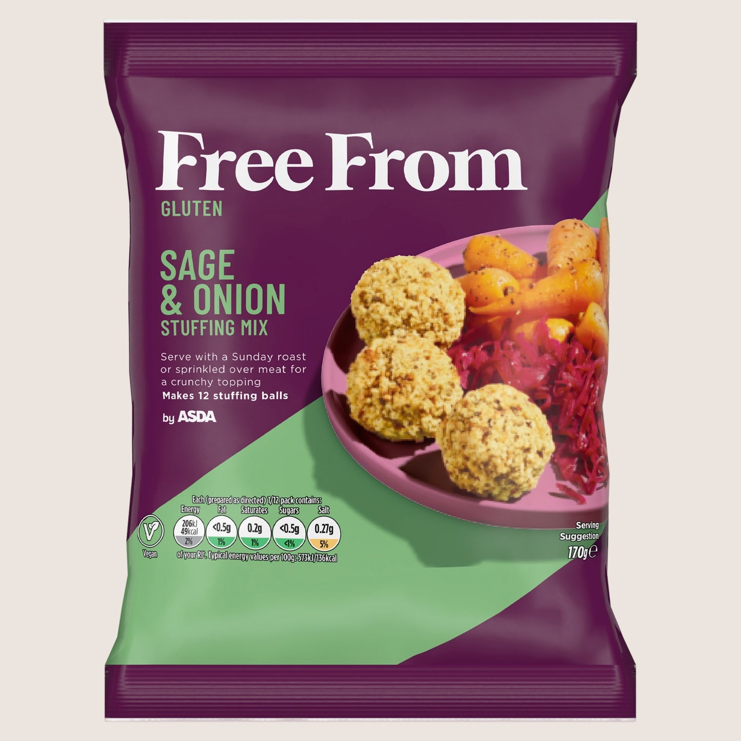 ASDA Free From Free From Sage & Onion Stuffing Mix Gluten Free 170g