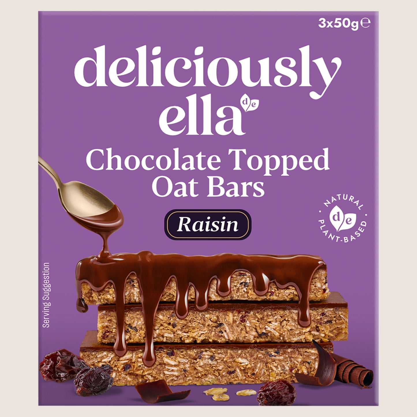 Deliciously Ella Chocolate Topped Raisin Oat Bars Multipack, Gluten Free 3x50g