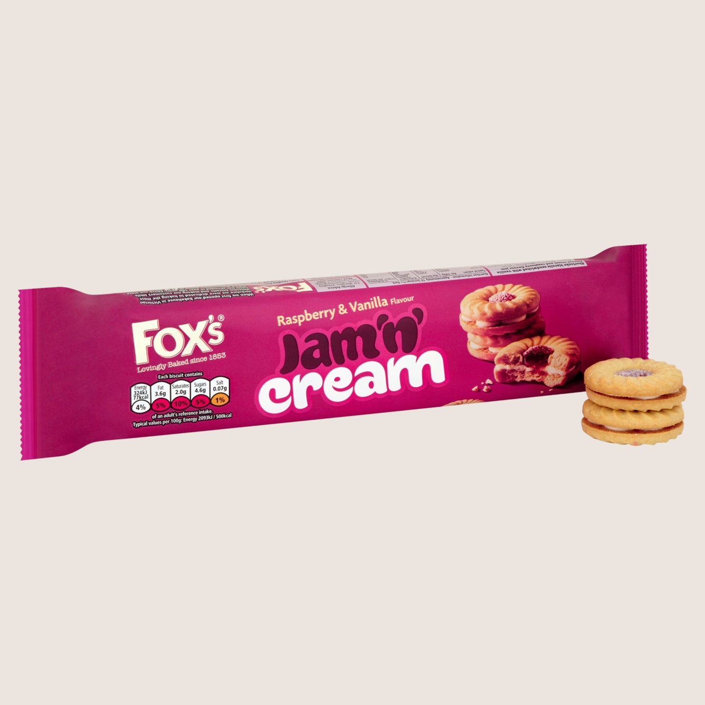 Fox's Favourites Raspberry & Vanilla Jam 'n' Cream Free From Artificial Additives 150g