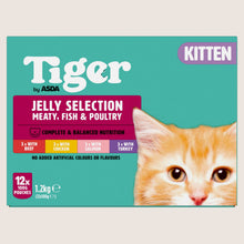 Tiger by ASDA Tiger Jelly Selection Meat, Fish & Poultry Kitten Complete Nutrition 12 x 100g