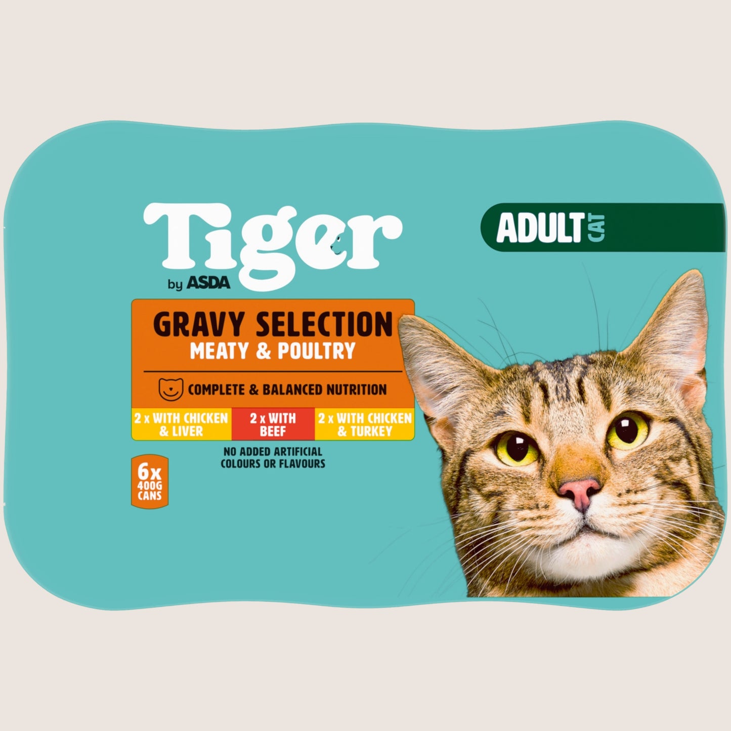 Tiger by ASDA Tiger Gravy Selection Meaty & Poultry Adult Cat Complete Nutrition 6 x 400g