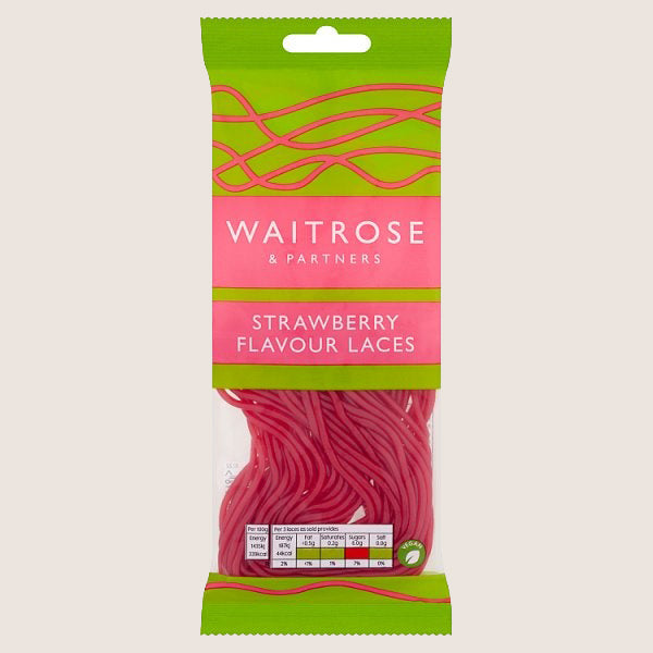 Waitrose Strawberry Flavour Laces Quality Choice 65G