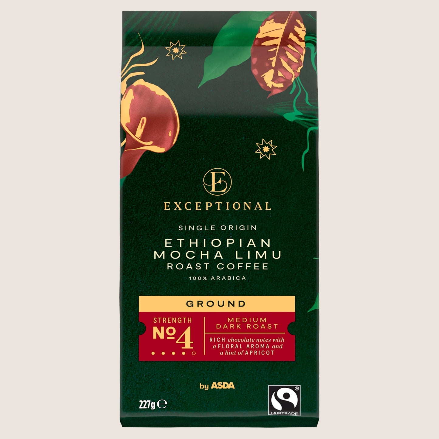 Exceptional by ASDA Ethiopian Mocha Limu Roast Coffee No Artificial Additives 227g