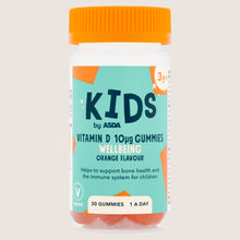 ASDA Kids by Wellbeing Orange Flavour Vitamin D 10μg 1 a Day 3y+ 30 Gummies