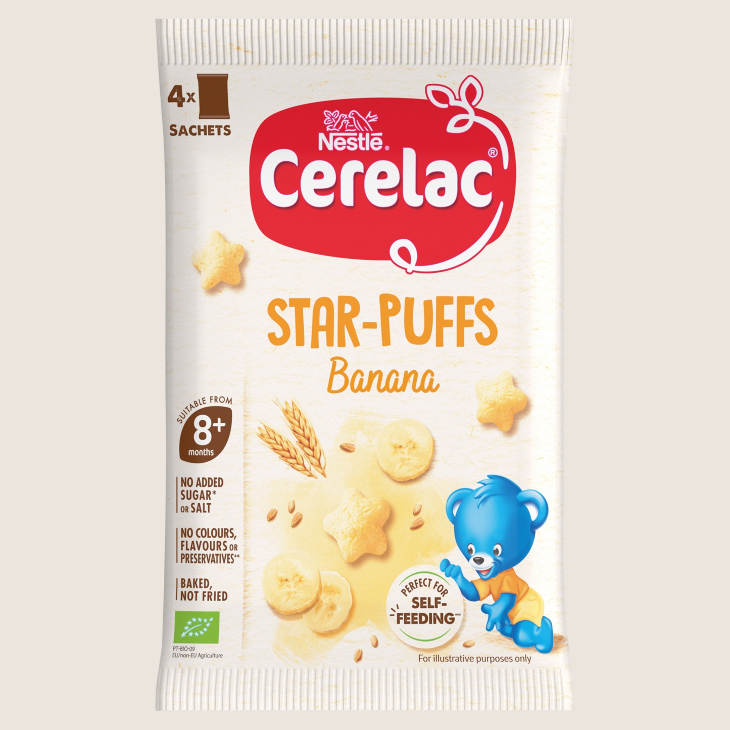 Cerelac Banana Star-Puffs Baby Finger Food 8+ Months No Artificial Additives 4 x 7g