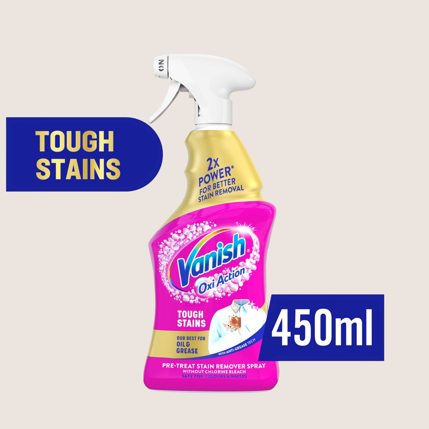 Vanish ' Oxi Action Gold Fabric Stain Remover Pre-Wash Spray 450ml