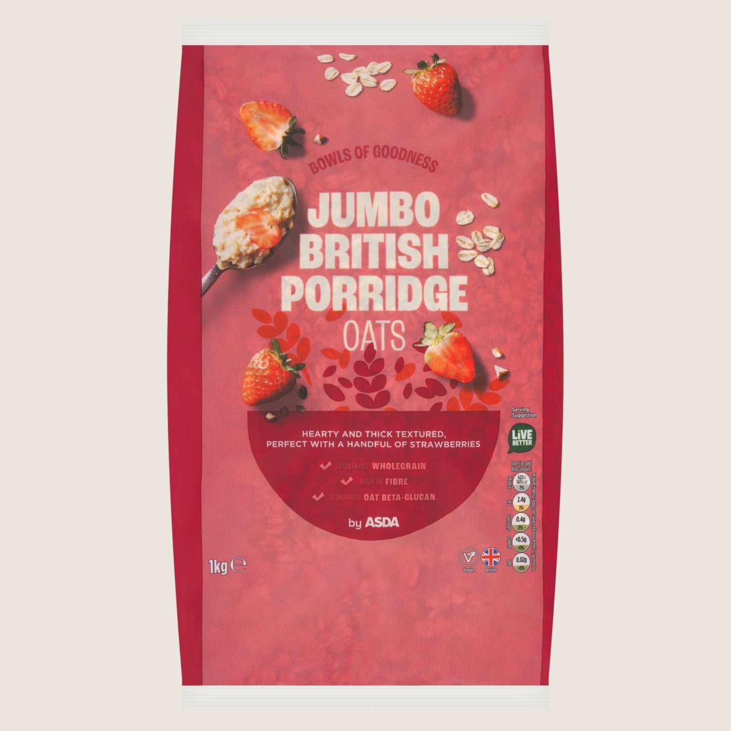 ASDA Jumbo British Porridge Oats Wholegrain 1kg