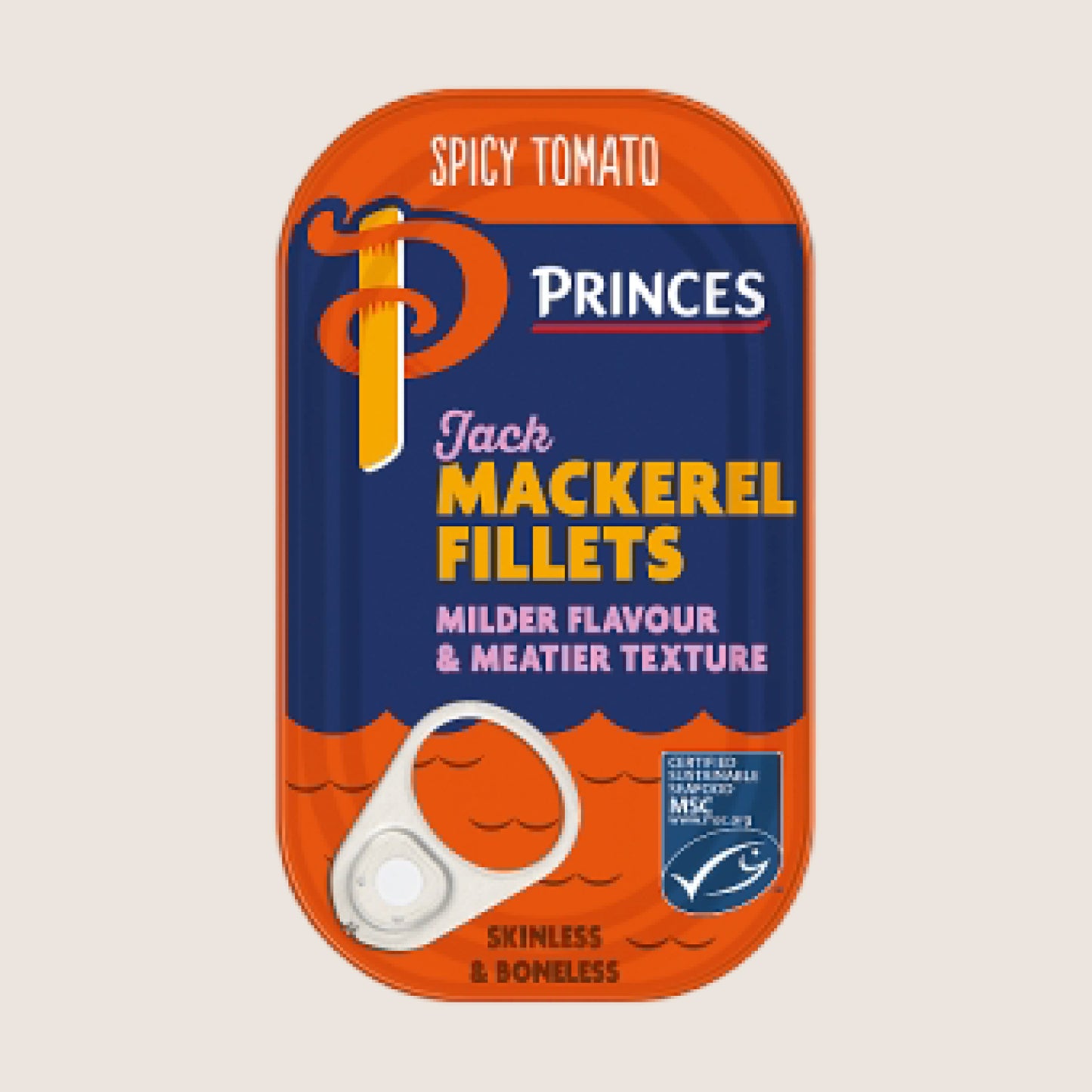 Princes Spicy Tomato Jack Mackerel Fillets Sun Ripened Tomatoes 125g