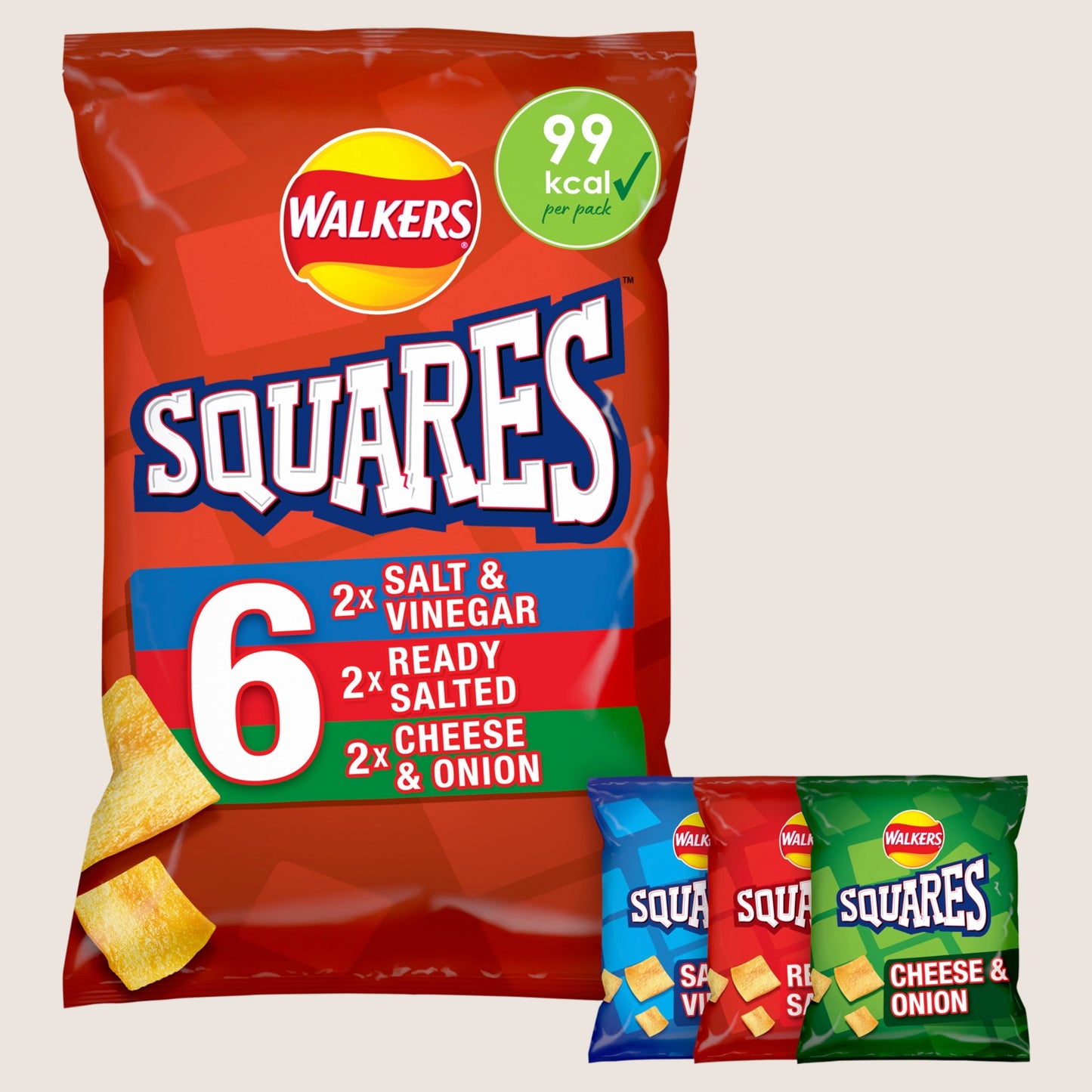 Walkers Squares Snacks Variety Crisps Multipack 6x22g