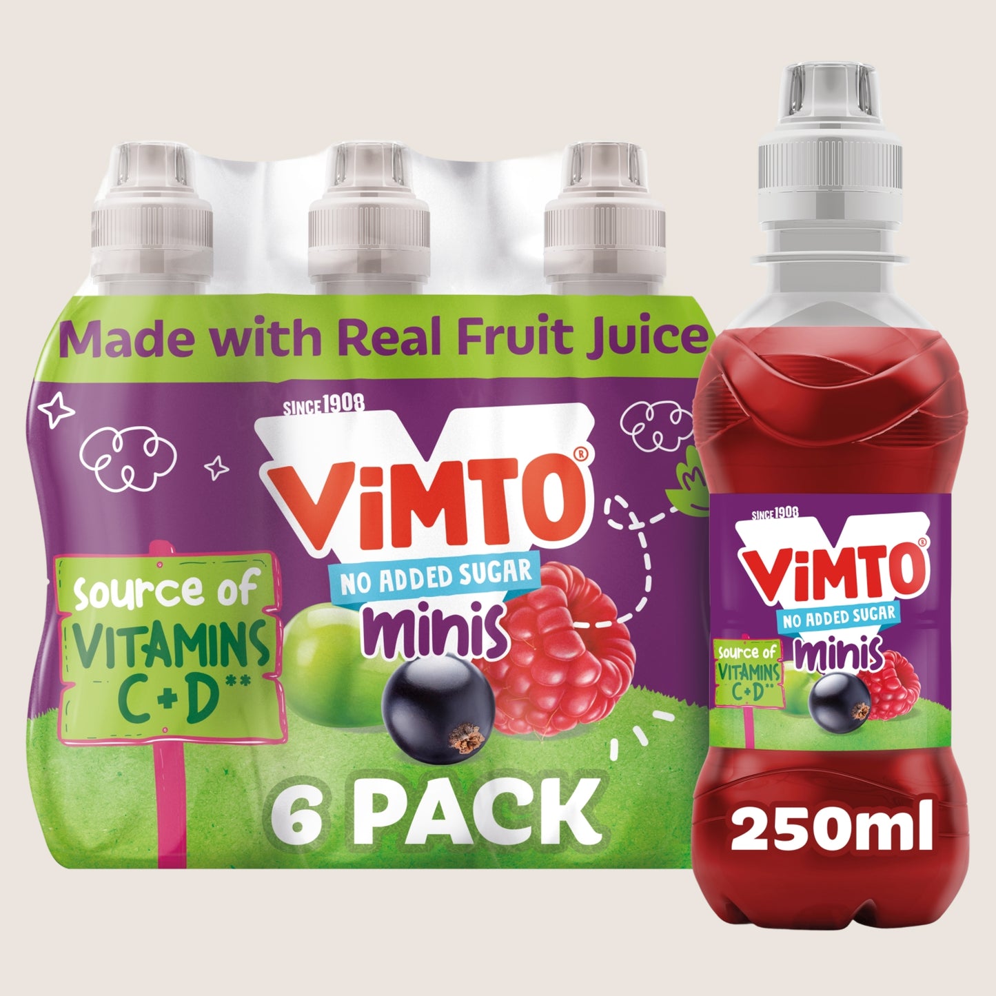 Vimto Minis No Added Sugar 6 X 250ml