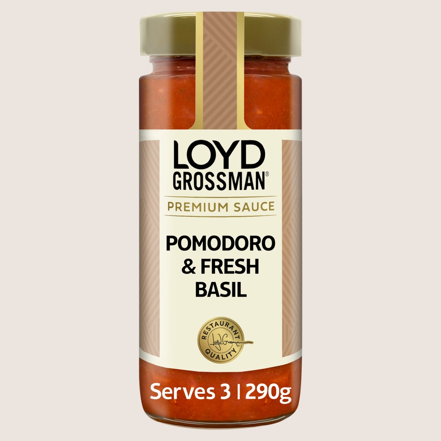 Loyd Grossman Pomodoro & Fresh Basil Tomato Pasta Sauce No Artificial Additives 290g