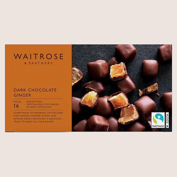 Waitrose Dark Chocolate Ginger Pure Indulgence 180G