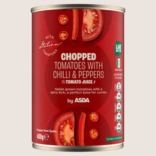 ASDA Chopped Tomatoes with Chilli and Peppers Sun Ripened Tomatoes 400g