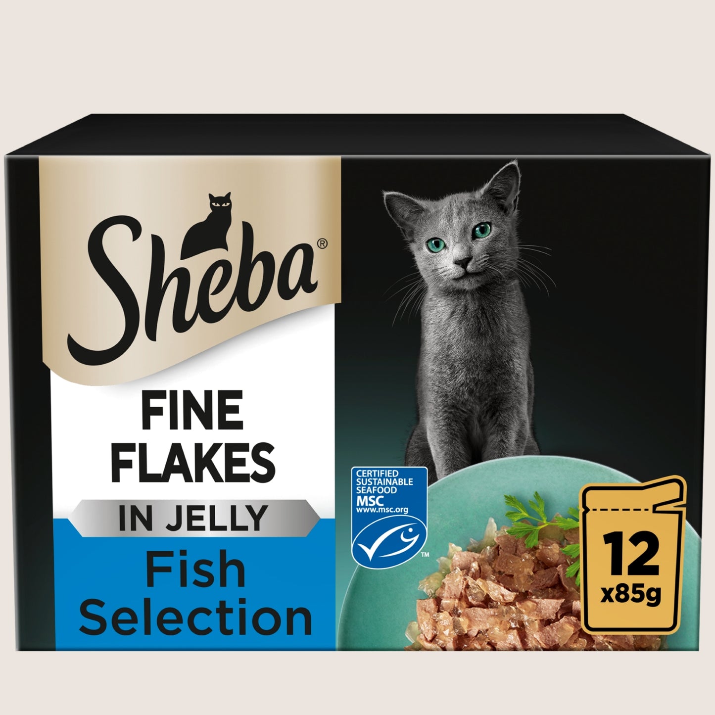 Sheba Fine Flakes Adult Wet Cat Food Fish Selection in Jelly Pouch With Taurine 12 x 85g