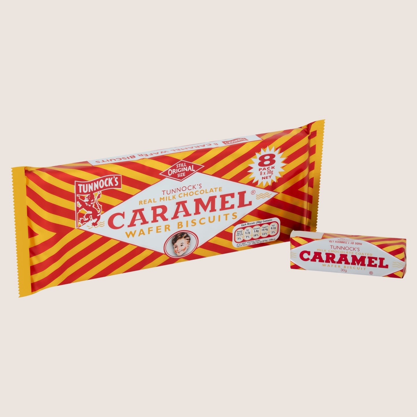 Tunnock's Caramel Wafer Biscuits Free From Artificial Additives 8 x 30g