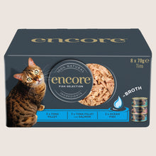 Encore Natural Wet Cat Food Fish Selection Broth Tins With Omega Oils 8 x 70g