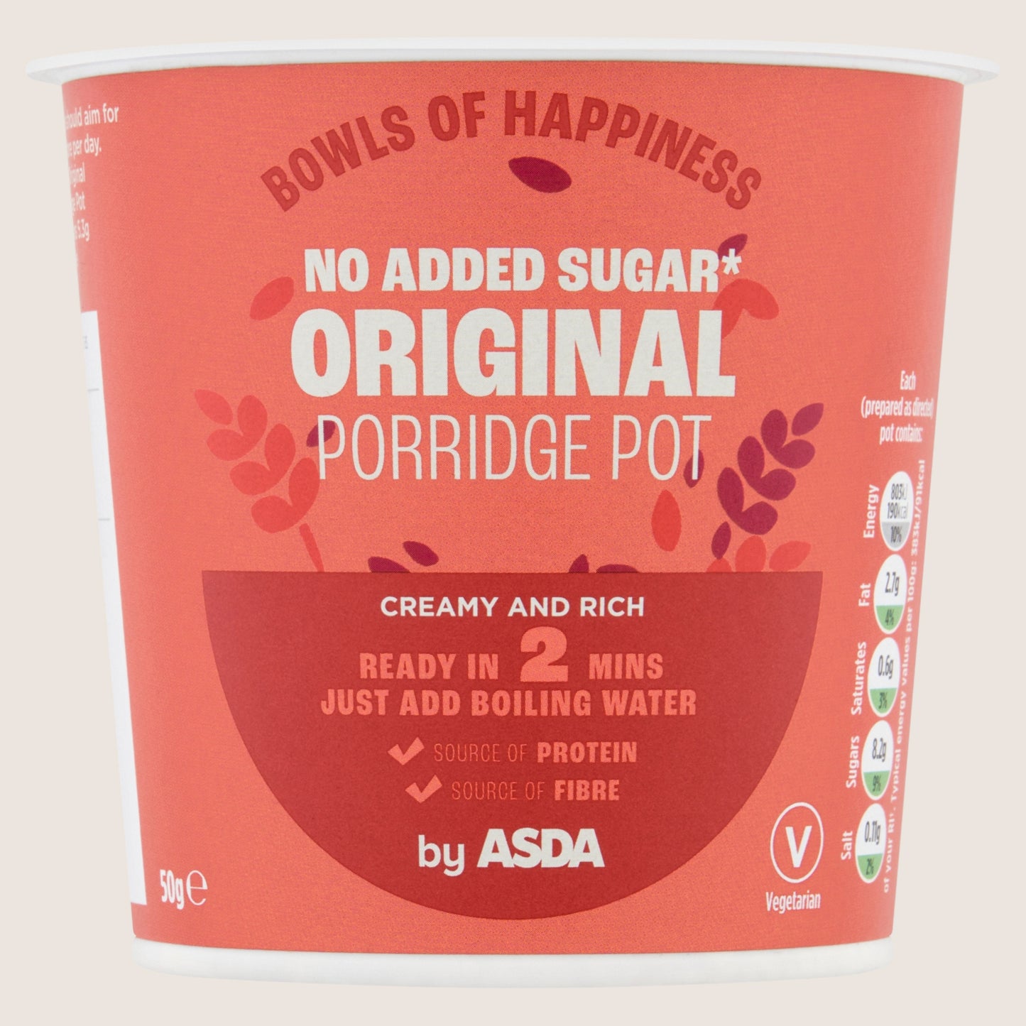 ASDA Original Porridge Pot No Added Sugar 50g
