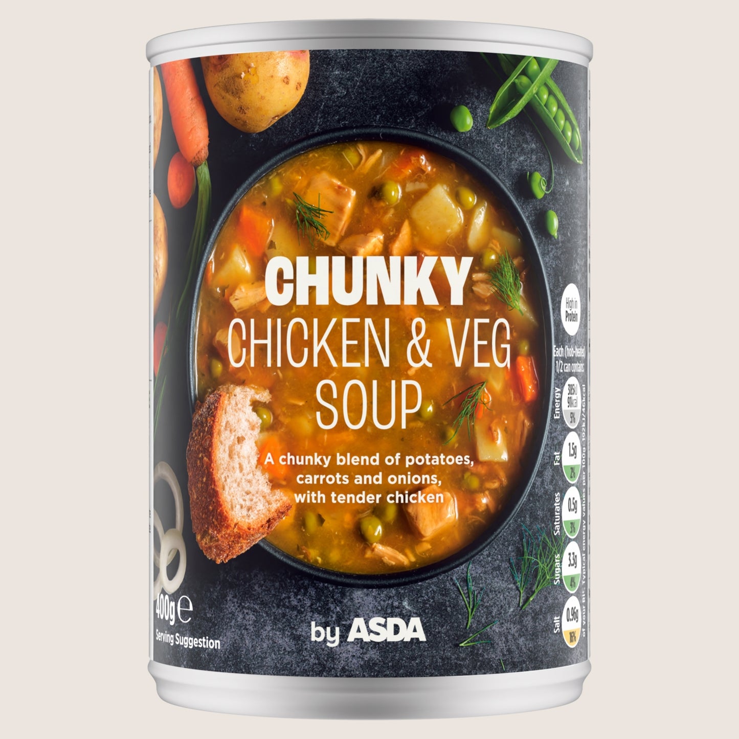 ASDA Chunky Chicken & Veg Soup No Artificial Additives 400g