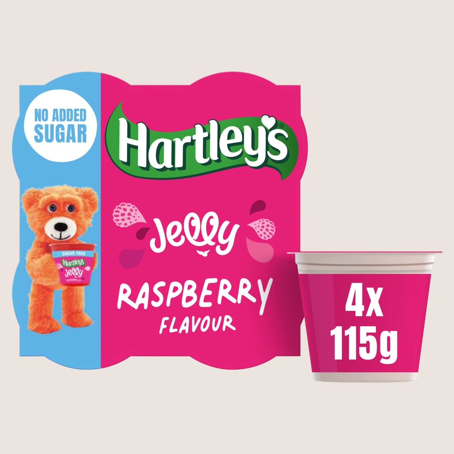 Hartley's No Added Sugar Raspberry Flavour Jelly 4 x 115g