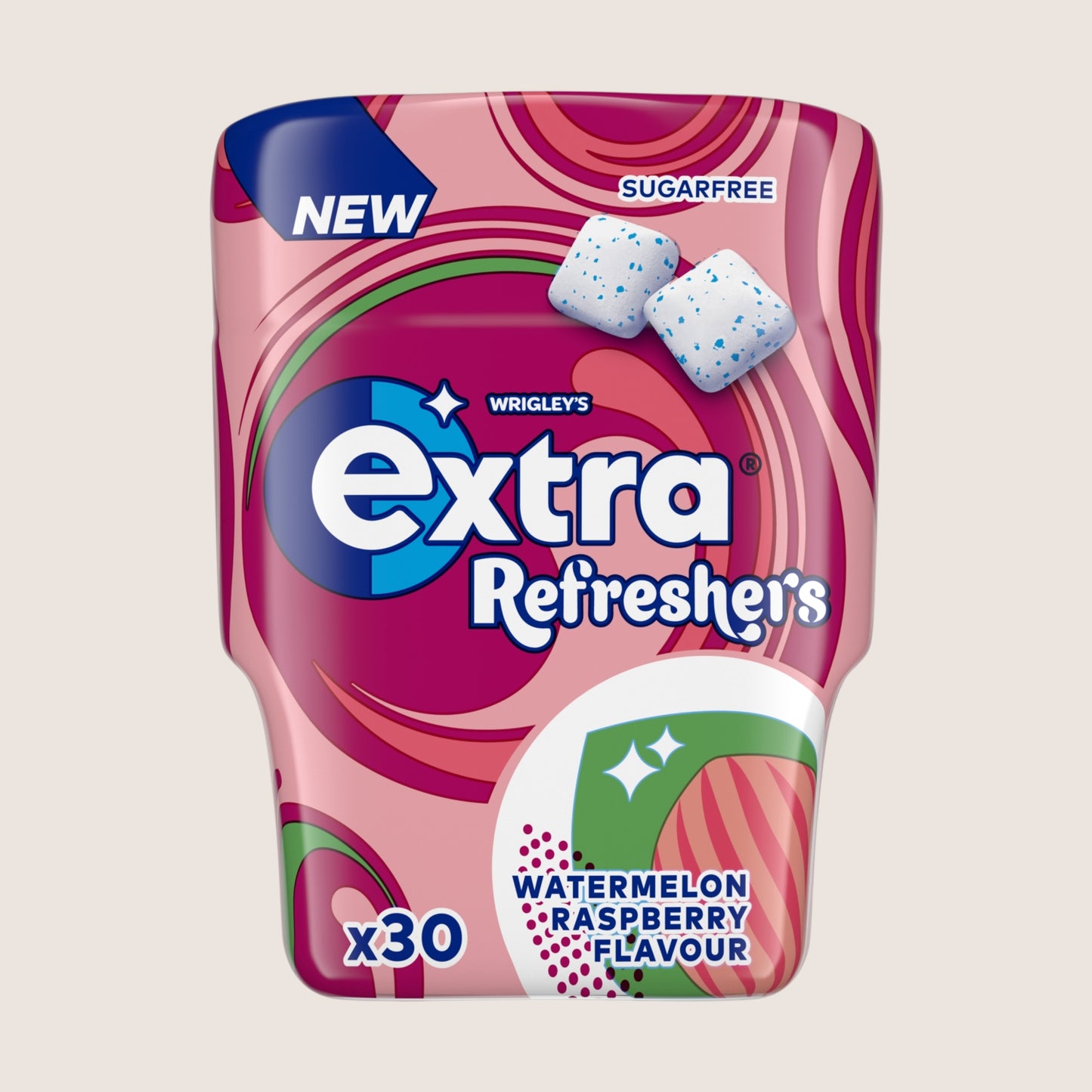 Extra Refreshers Watermelon Raspberry Sugar Free Chewing Gum Bottle 30 Pieces