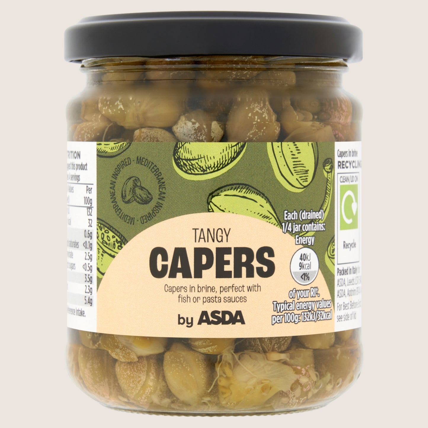 ASDA Tangy Capers No Artificial Additives 190g